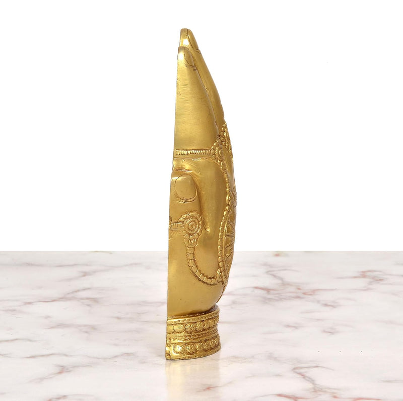 Brass Lord Ganesha in Blessing Hand with his mooshak Murti (Height: 7 Inch)