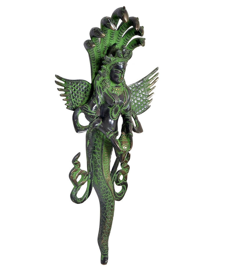 Brass Naga Kanya Statue Brass Idol Statues for Home Door Decor and Ofice (Height: 14 inch)