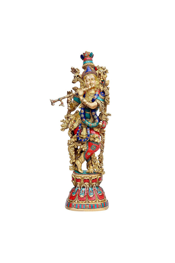 Brass Pair of Radha Krishna (29 inches) Entryway Setting