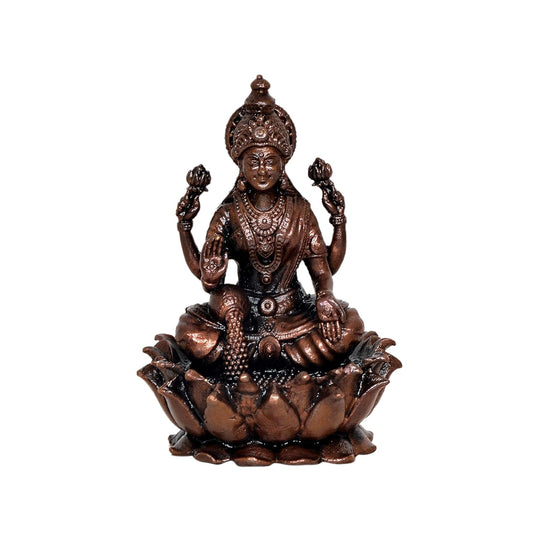 Copper Lakshmi Laxmi Statue Idol Murti for Home Temple Office Mandir, (Height: 3.5 Inch)