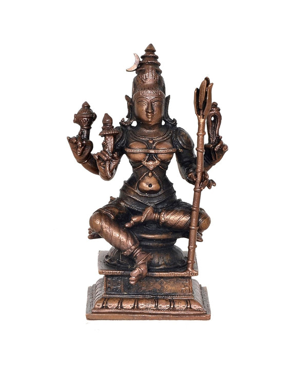 Copper Goddess Rajarajeshvari Idols, Tripura Sundari Murti, Lalita Devi, Rajarajeshwari Sculpture, Raj Rajeshvari Statue,(Height : 4.5 inch)