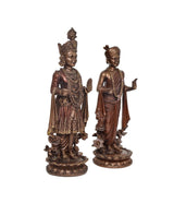 Resin Swami Narayan & Akshar Murti figurines, full-length side profile on lotus bases