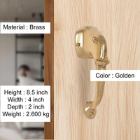 Golden brass Ganesha face door handle, single lever with keyhole screw plate