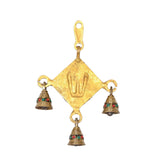 Brass Balaji wall hanging idol with solid gold-tone back panel and three bells