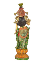 AONA Radha murti idol back view showing crown, braided hair, and layered garment details