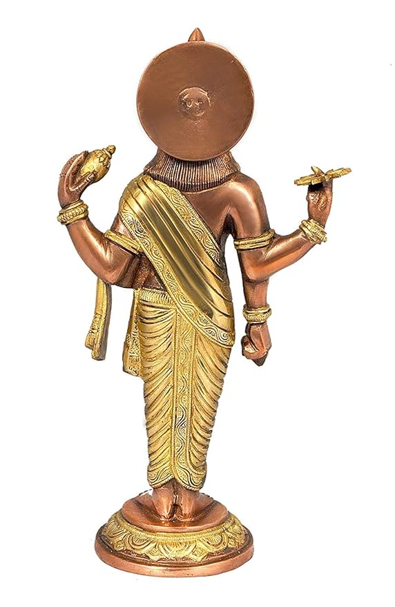 Brass Dhanvantari The Physician of Gods Height 15.5 Inches (Bronze Gold)