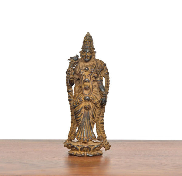 Copper Madurai Meenakshi Idol (Height: 4.5 Inch) Entryway Setting