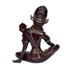 Brass Indra dev statue, side seated posture with extended arm, 10 in height