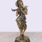 Super Fine Brass Lord Krishna Idol Figurine Sculpture Playing Flute Statue Decorative Showpiece, (Height 4.5 Inch)