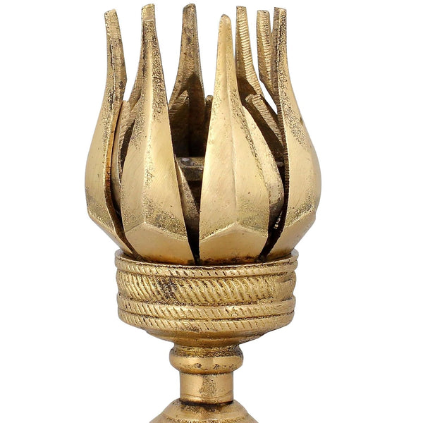 Brass Aarti Diya Oil Wick Lamp (Height 4 Inch) Study Setting