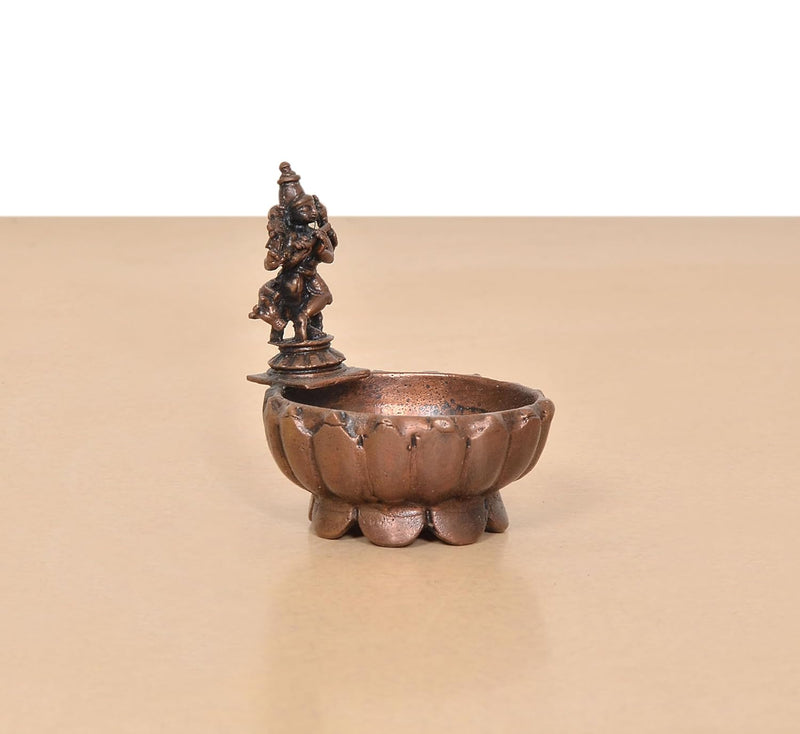 Copper Krishna Urli Bowl for Floating Flowers Showpiece (Height:3 Inch)