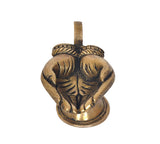Brass hand-shaped diya with wick opening and decorative hand contours