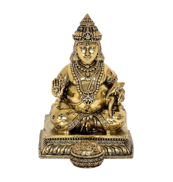 Bronze Kuber Idol Statue Showpiece for Home Decor Office and Mandir Pooja Bronze Color (Height 3 Inch)