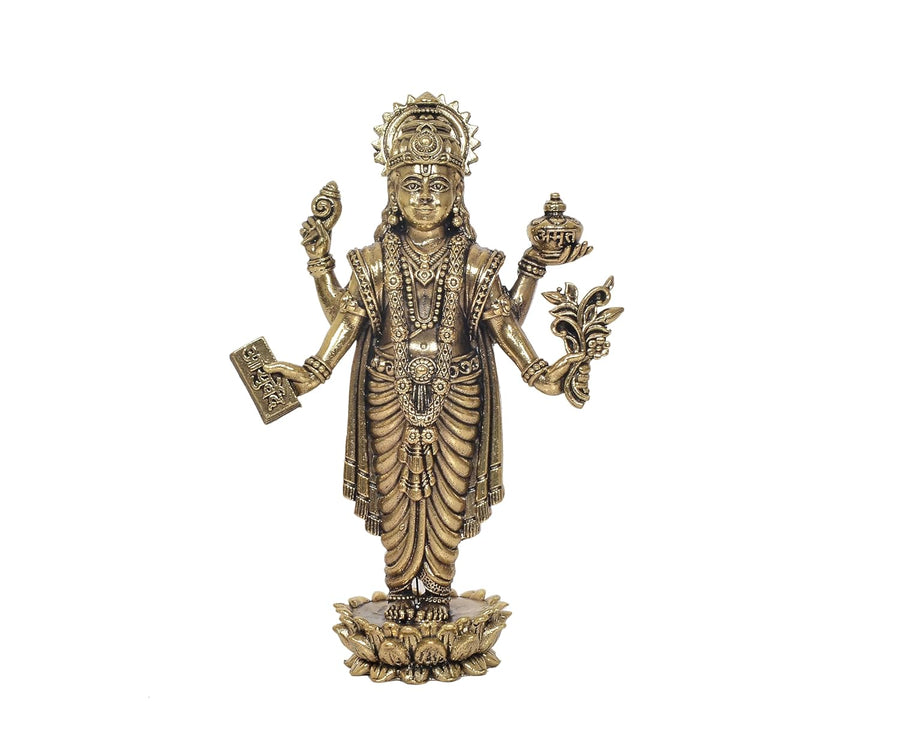 Superfine Brass Dhanvantri The Physician of God Statue (Height :6 Inch) Craft Detail
