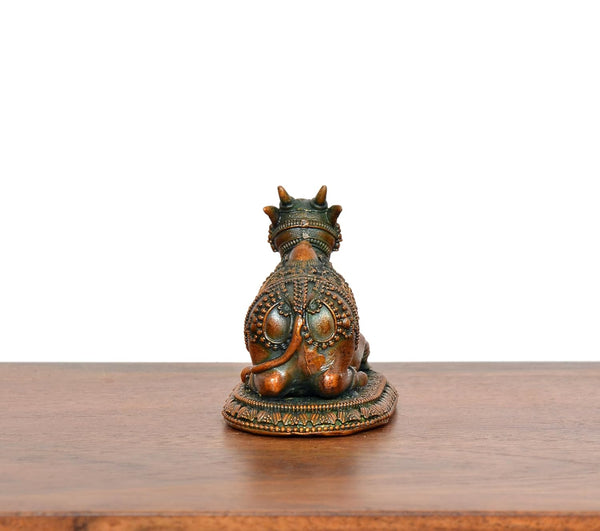 Superfine Brass Shiva Seated Nandi Statue (Height: 2 Inch) Study Setting