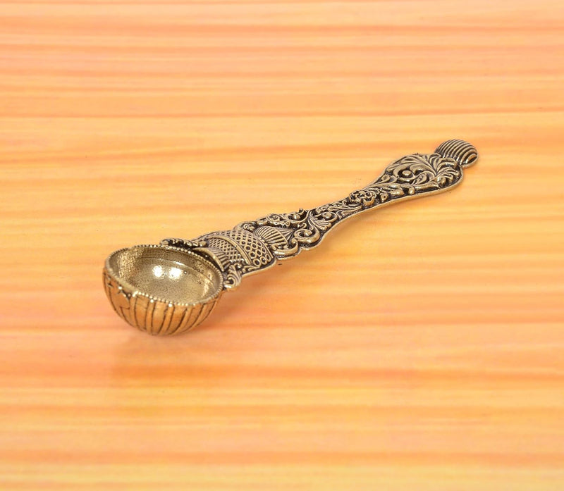 Bronze Anchmani Pooja Spoon for Hawan Kund Samagri (Height 5 Inch)