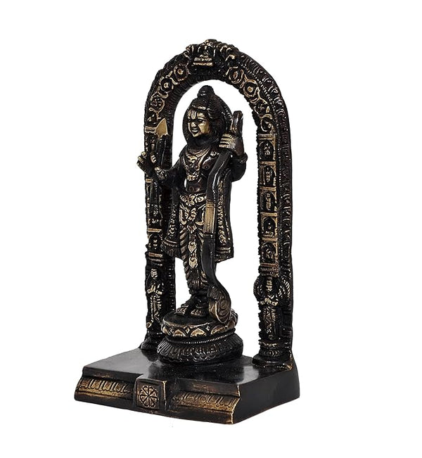 Brass Idol Ram ji ki Murti Ram Lalla Statue in Ayodhya Mandir for Home and Office Decor Height 7 inch Study Setting