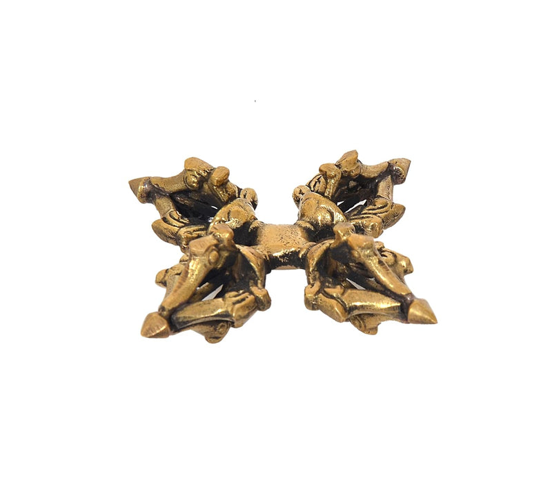 Brass Tibetan Buddhist Double Vishva-Vajra Dorje (Height: 3 Inch)