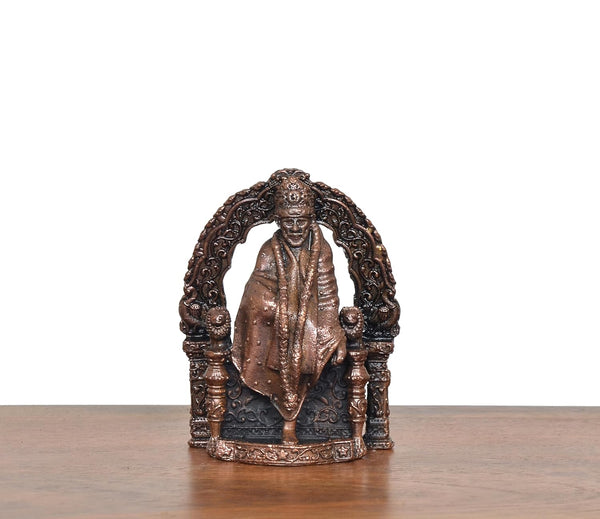 Copper Shirdi Sai Baba Idol (Height: 3 Inch) Study Setting