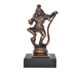 Copper Krishna dancing idol on Kaliya Naag, detailed jewelry and bow, 4.5 inch