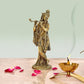 Brass Lord Krishna Idol Figurine Sculpture Playing Flute Statue Decorative Showpiece, (Height 6 Inch)