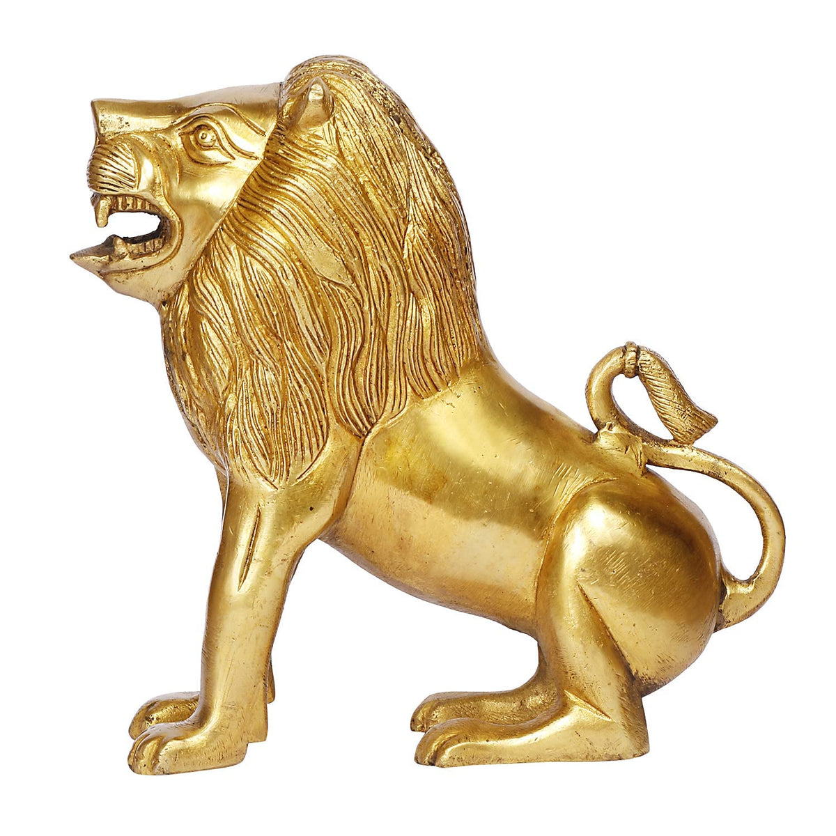 Brass Idol of Lion (Height 8.5 Inch)