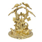 Golden Metal Radha Krishna Sitting Under Tree Idol | Radha Krishna Statue Showpiece for Gift Temple Puja Room Home Decor Height 24 Cm