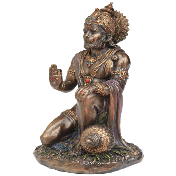 Bonded Bronze Sitting Lord Hanuman (Height 7.5) Study Setting