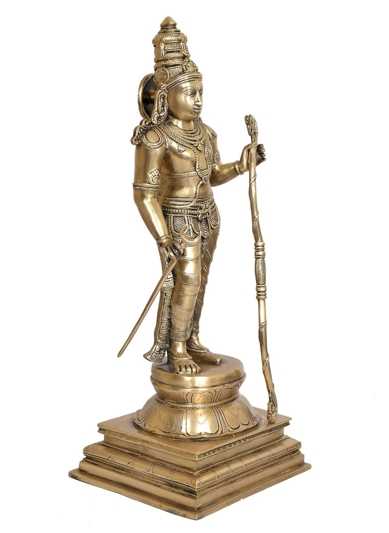 Brass Lord Rama Statue with Stonework Ram ji with Dhanush Idol Statue for Home Decor Pooja Mandir (Height 21 inch)