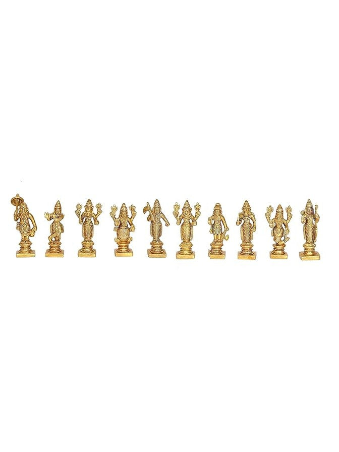 Brass Vishnu DashAvatar Statue Set of 10 (Height : 3.0 Inches) Craft Detail