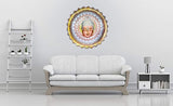 Round Buddha wall decor medallion with glowing gold LED halo