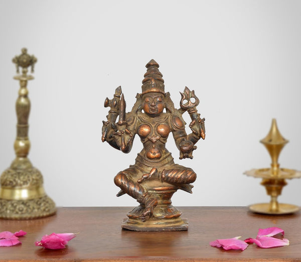 Copper Arulmigu Mariamma Idol (Height 4 Inch) Mandir Setting