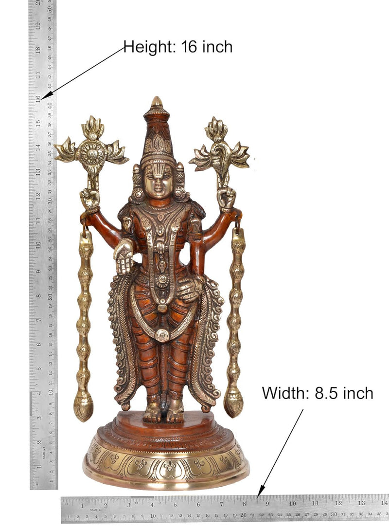 Brass Lord Tirupati Bala Ji Idol Statue for Home Temple Office Decor Figurine Statue Showpiece (Height 16 Inch)