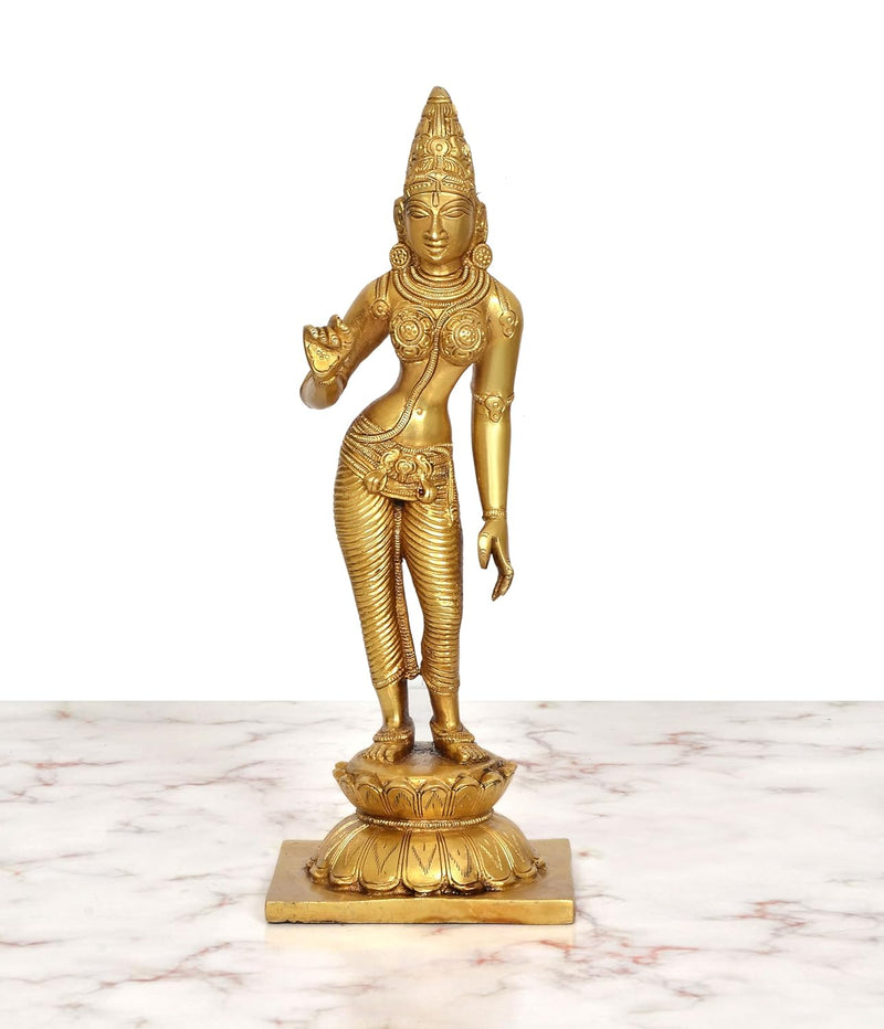 Brass Devi Uma Parvati Statue (Height: 12 Inch)