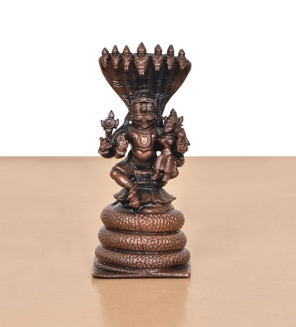 Copper God Lakshmi Narasimhar Under The Sheshnag Idol (Height 4 Inch) Entryway Setting