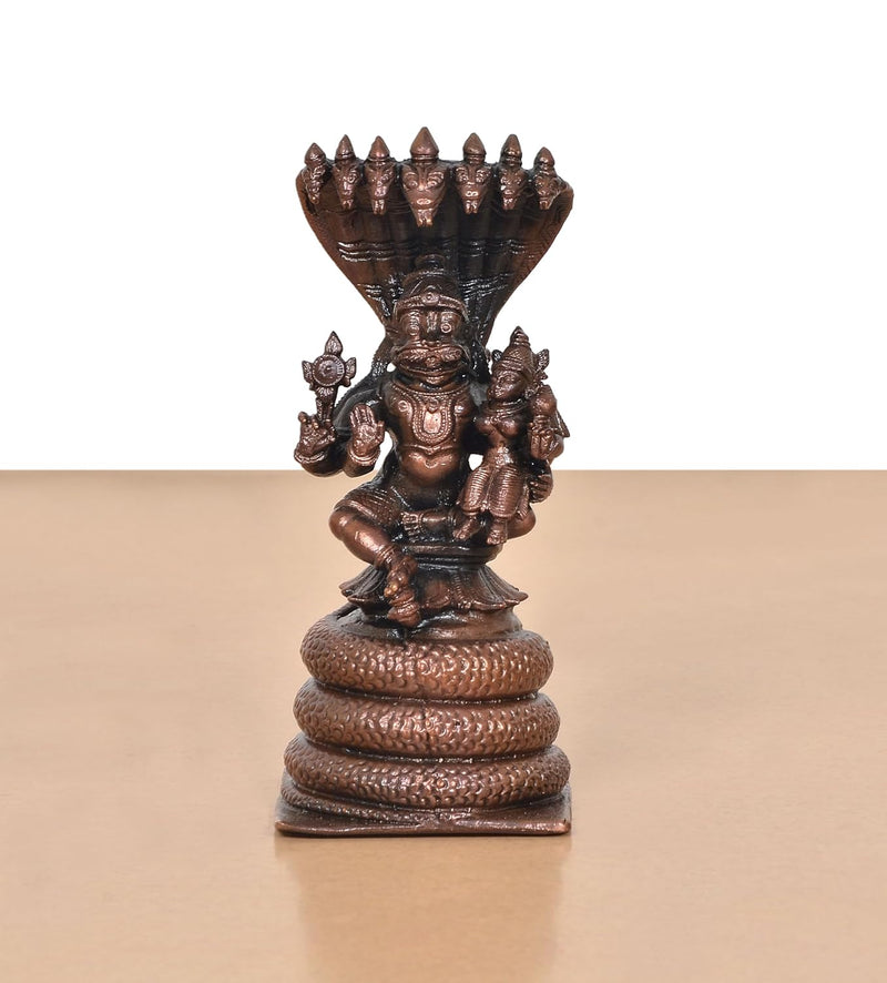 Copper God Lakshmi Narasimhar Under The Sheshnag Idol (Height 4 Inch)