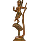 Brass Krishna Bhagwan Murti Dancing on Kaliya Naag - Religious Statue for Home Temple Pooja Decor (Height 13 Inch)