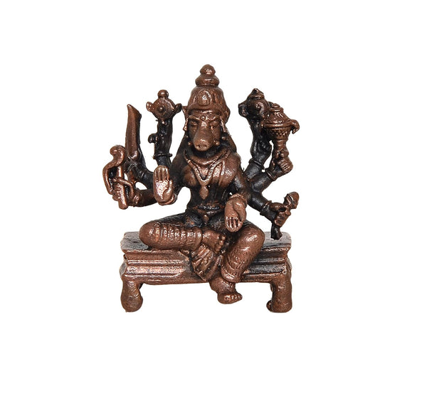 Copper Goddess Varahi Idol Figurine Eight Armed Sculpture Showpiece Home Temple Office Golden Height 4.5 cm