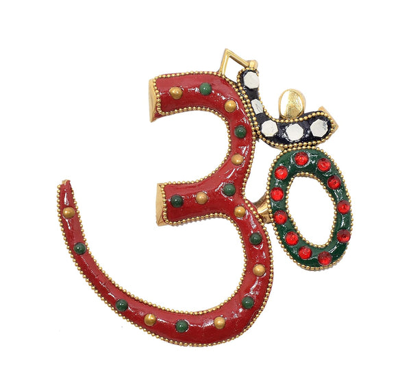 Brass OM Wall Hanging Sculpture (Height: 5 Inch) (Multicolor 1) Entryway Setting