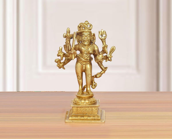Brass Lord Shri Kaal Batuk Bhairava Idol (Height 5 Inch) Study Setting