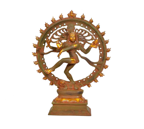 Brass Natraj Lord Shiva Dancing Idol (Height: 13 Inch) Entryway Setting