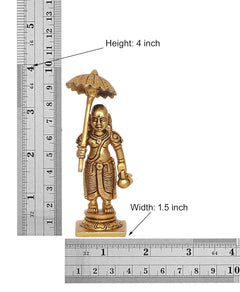 Brass Dashavatara avatar figurine showing size: height 4 in, width 1.5 in