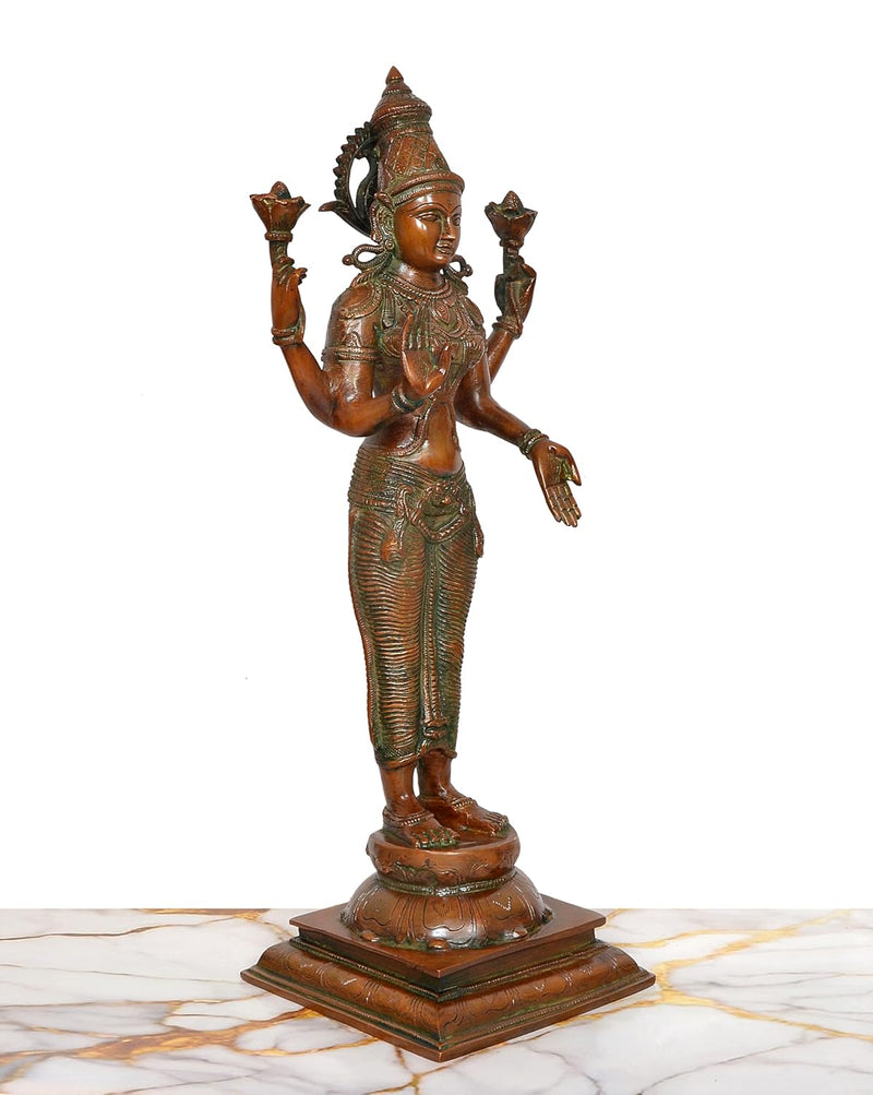 Brass Lakshmi Maa Standing Murti (Height: 22 Inches)