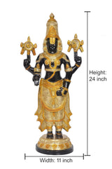 Tirupati Bala Ji brass idol with size markers: Height 24 in, Width 11 in