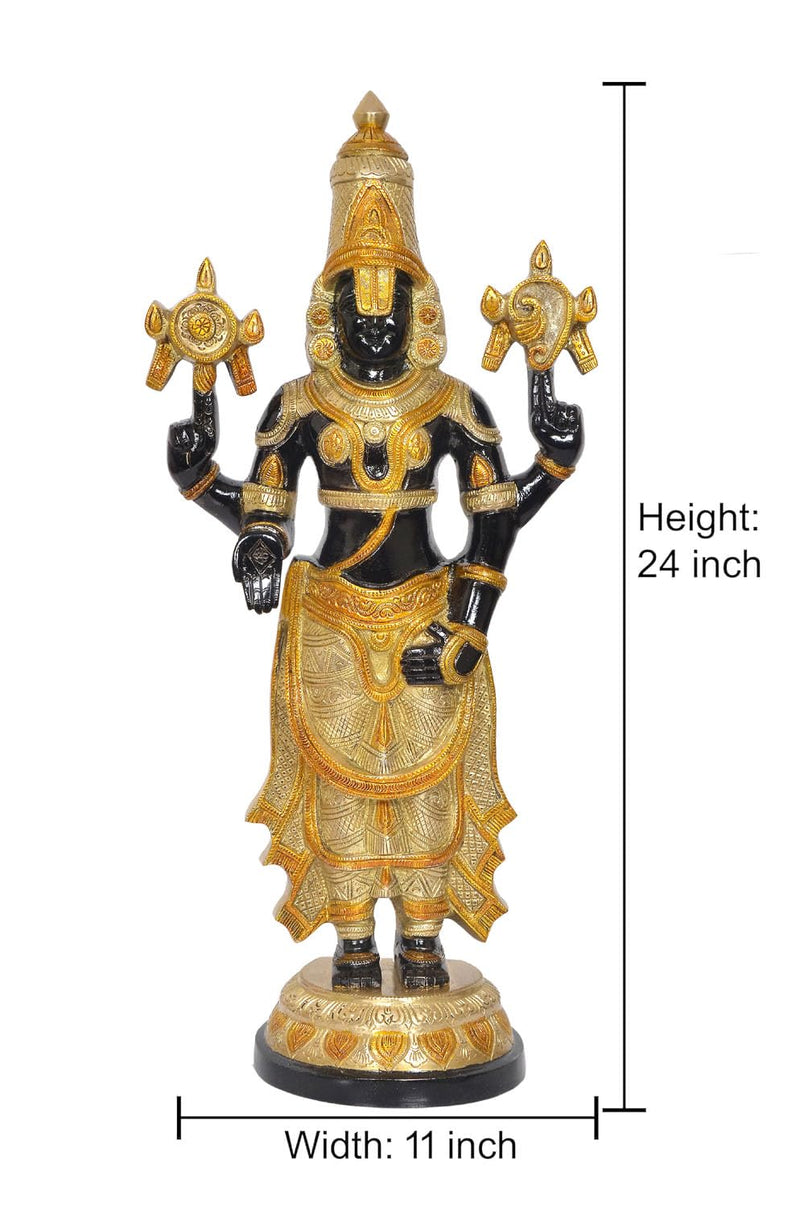 Brass Lord Tirupati Bala Ji Idol Statue for Home Temple Office Decor Figurine Statue Showpiece (Height 24 Inch)