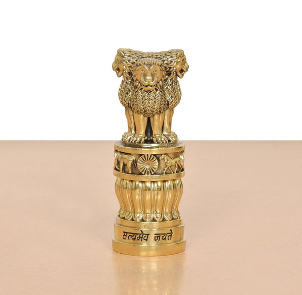 Superfine Brass Ashoka Stambh (Height: 4 Inch) Study Setting