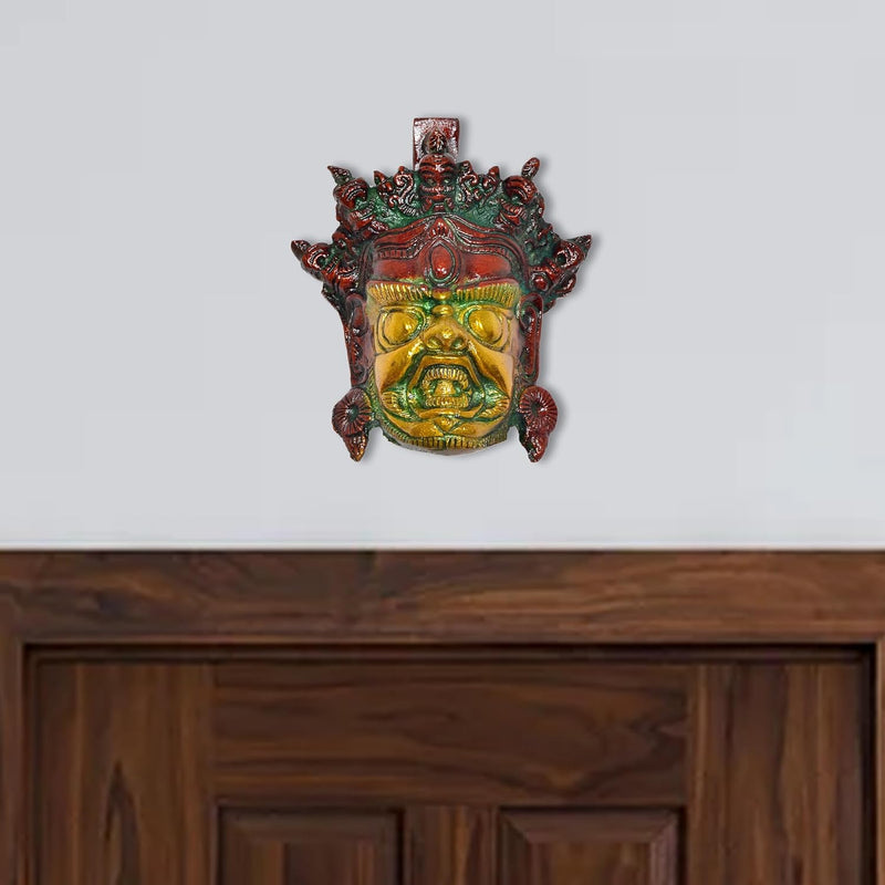 Brass Nazar Battu Mahakala Wall Hanging Mask (Height : 5 inch)