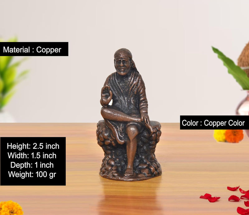 Copper Shirdi Sai Baba Statue (Height: 2.5 Inches)