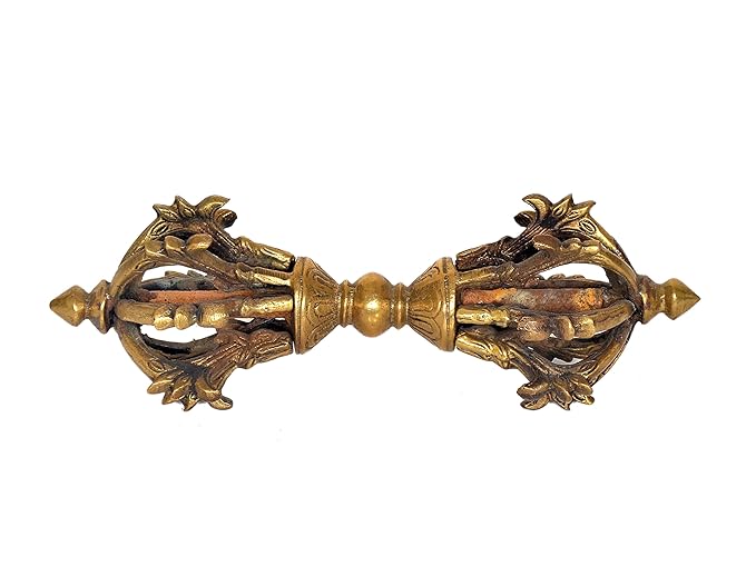Brass Buddhist Small Dorje with Nine Pronged (Length : 17 cm)