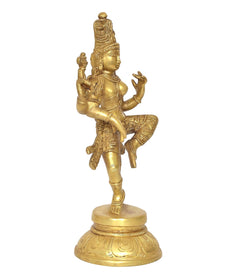 Brass Ardhanrishvara Shiva-Parvati figurine back/side, standing on round base